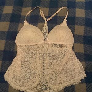 Women’s Small 2 piece Cream colors with light pink sheer design